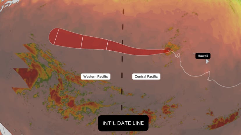 The rare hurricane-to-typhoon identity change